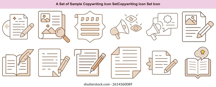Copywriting Icons Vector Set: Content Creation, Writing, Marketing Graphics