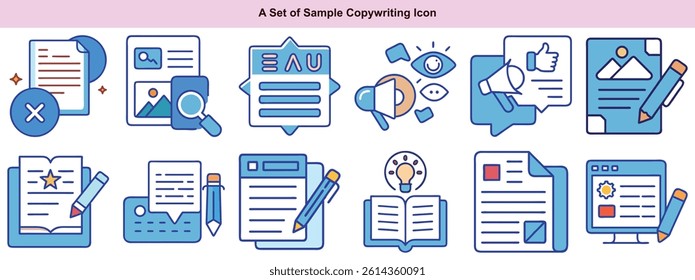 Copywriting Icons Vector Set: Content Creation, Writing, Marketing Graphics