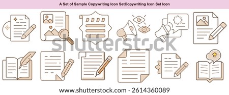 Copywriting Icons Vector Set: Content Creation, Writing, Marketing Graphics