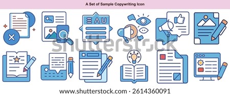 Copywriting Icons Vector Set: Content Creation, Writing, Marketing Graphics
