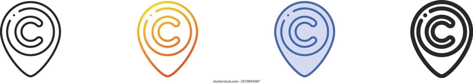 Icono de copywriting.Diseño delgado lineal, degradado, trazo azul y estilo en negrita aislado sobre fondo blanco
