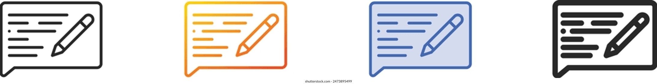 copywriting icon.Thin Linear, Gradient, Blue Stroke and bold Style Design Isolated On White Background