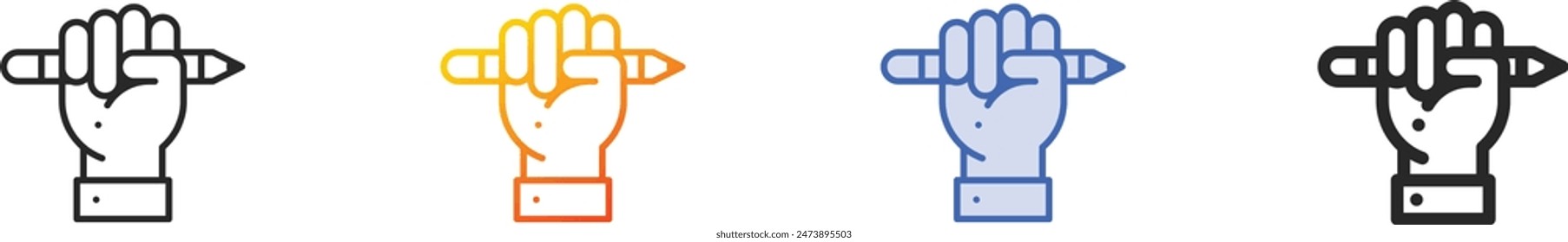 Icono de copywriting.Diseño delgado lineal, degradado, trazo azul y estilo en negrita aislado sobre fondo blanco