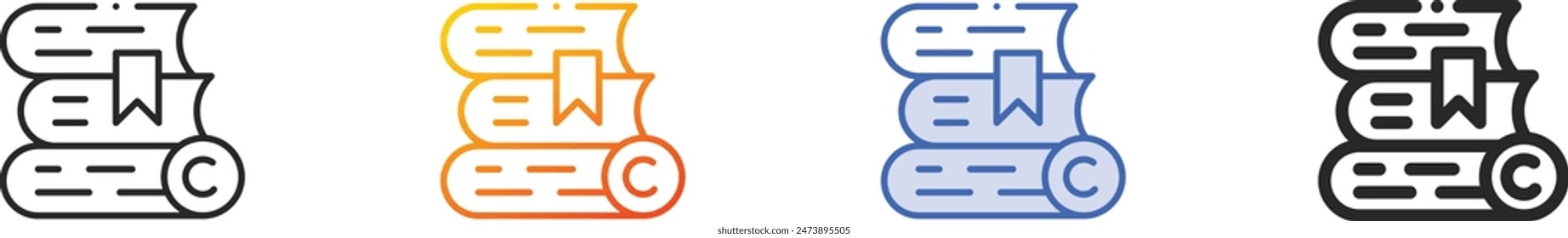 copywriting icon.Thin Linear, Gradient, Blue Stroke and bold Style Design Isolated On White Background