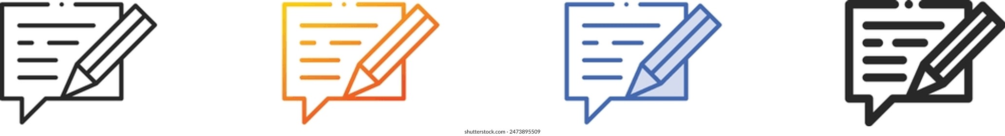 copywriting icon.Thin Linear, Gradient, Blue Stroke and bold Style Design Isolated On White Background