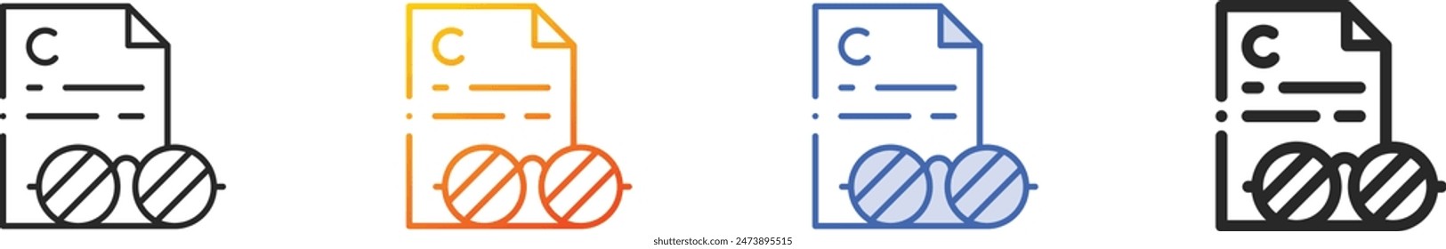 copywriting icon.Thin Linear, Gradient, Blue Stroke and bold Style Design Isolated On White Background