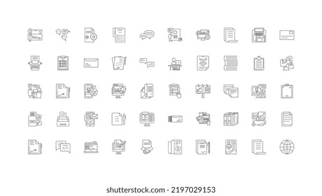 Copywriting ideas, linear icons, line signs set, vector collection