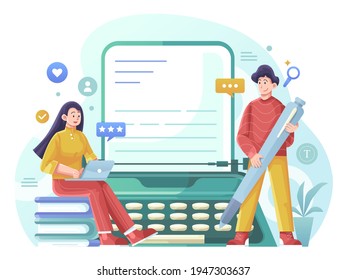 Copywriting Illustration, A Skill in Marketing Field to Motivate People take some Action with Writing. This illustration can be use for website, landing page, web, app, and banner.