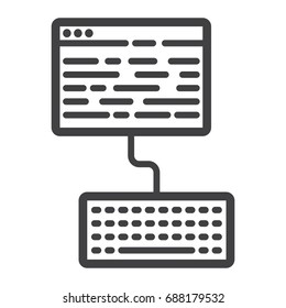 Copywriting line icon, seo and development, blogging sign vector graphics, a linear pattern on a white background, eps 10.