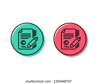Copywriting line icon. Ð¡opyright signature sign. Feedback symbol. Positive and negative circle buttons concept. Good or bad symbols. Copywriting Vector