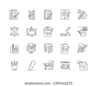 Copywriting line icons, signs, vector set, outline illustration concept 