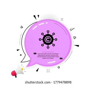 Copywriting network icon. Quote speech bubble. Copyright sign. Content networking symbol. Quotation marks. Classic copywriting network icon. Vector