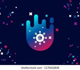 Copywriting network simple icon. Copyright sign. Content networking symbol. Cool banner with icon. Abstract shape with gradient. Vector