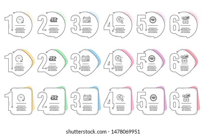 Copywriting notebook, Tips and 24 hours line icons set. Infographic timeline. Business portfolio, Calendar graph and Skin condition signs. Writer laptop, Quick tricks, Time. Job interview. Vector