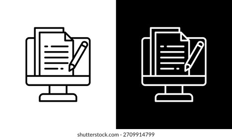 Diseño de conjunto de iconos blancos de contorno de redacción