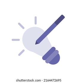 Copywriting Pen and Light Bulb symbol, template for graphic and web design collection logo. Vector illustration