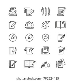 Copywriting Related Icons: Thin Vector Icon Set, Black And White Kit
