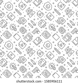 Copywriting related seamless pattern with outline icons