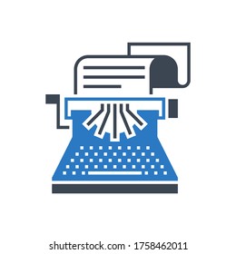 Copywriting Related Vector Glyph Icon. Isolated on White Background. Vector Illustration.