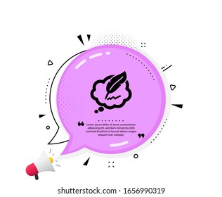 Copywriting speech bubble icon. Quote speech bubble. Feather sign. Copyright symbol. Quotation marks. Classic copyright chat icon. Vector