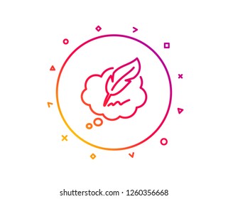 Copywriting speech bubble line icon. Feather sign. Copyright symbol. Gradient pattern line button. Copyright chat icon design. Geometric shapes. Vector