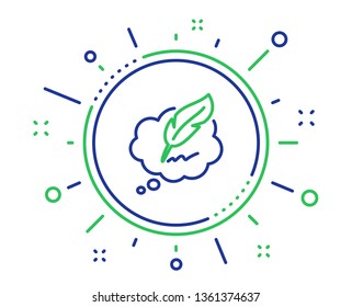 Copywriting speech bubble line icon. Feather sign. Copyright symbol. Quality design elements. Technology copyright chat button. Editable stroke. Vector