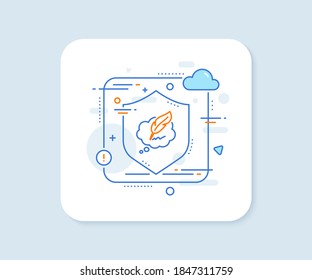 Copywriting speech bubble line icon. Abstract vector button. Feather sign. Copyright symbol. Copyright chat line icon. Protect shield concept. Vector