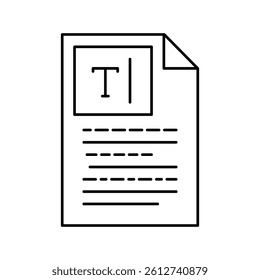 copywriting text line icon vector. copywriting text sign. isolated contour symbol black illustration