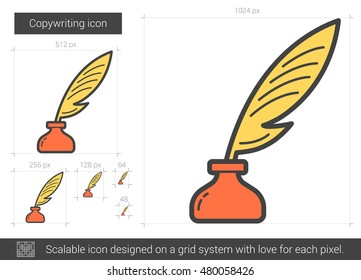 Copywriting vector line icon isolated on white background. Copywriting line icon for infographic, website or app. Scalable icon designed on a grid system.