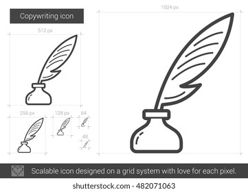 Copywriting vector line icon isolated on white background. Copywriting line icon for infographic, website or app. Scalable icon designed on a grid system.