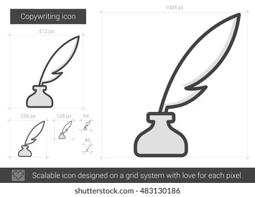 Copywriting vector line icon isolated on white background. Copywriting line icon for infographic, website or app. Scalable icon designed on a grid system.