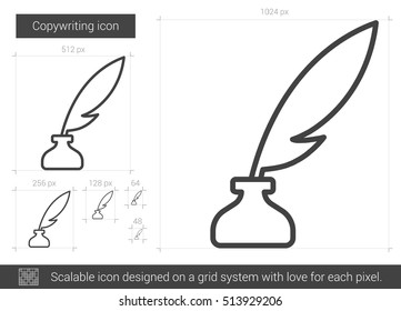 Copywriting vector line icon isolated on white background. Copywriting line icon for infographic, website or app. Scalable icon designed on a grid system.
