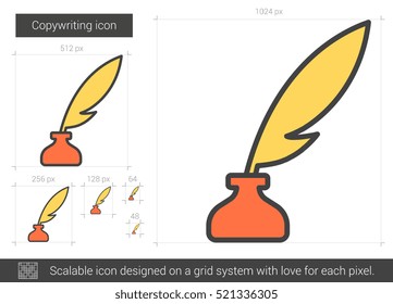 Copywriting vector line icon isolated on white background. Copywriting line icon for infographic, website or app. Scalable icon designed on a grid system.