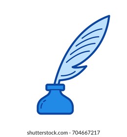 Icono de línea vectorial de escritura de copias aislado en fondo blanco. Icono de línea de escritura de copias para infografía, sitio web o aplicación. Icono azul diseñado en un sistema de cuadrícula.
