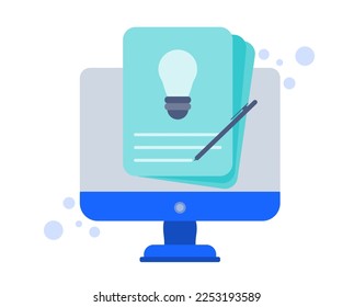 Copywriting, writing icon, creative writing and storytelling, education concept. Vector illustration