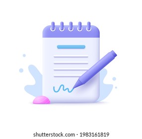 Copywriting, writing icon. Document concept. 3d vector illustration. 