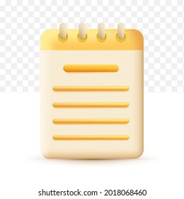 Escritura de copias, icono de escritura. concepto de documento amarillo. 3d ilustración vectorial sobre fondo transparente blanco