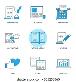 Copywriting and writing icons set