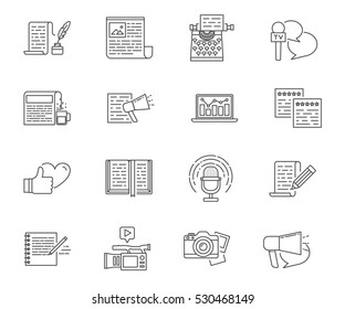 Copywriting and writing set of vector icons