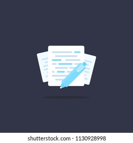 copywriting, writing and text editing, vector icon