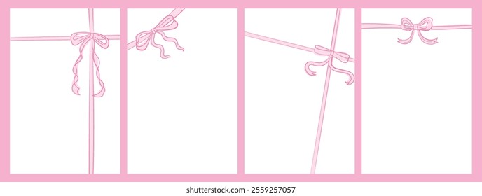 Coquette Ballerina pink Bow ribbon present for Valentine, Holidays, birthday gift, present, poster, postcard illustration and more