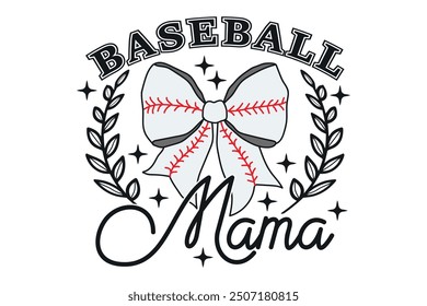 Coquette Baseball Mama Bow Game Day EPS Diseño de camiseta