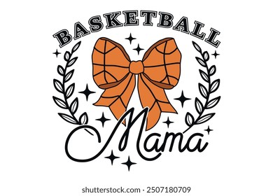 Coquette Basketball Mama Bow Game Day EPS T-shirt Design