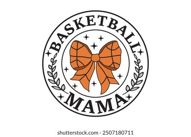 Coquette Basketball Mama Bow Game Day EPS T-shirt Design