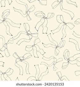 Coquette black Bows on a cream Background pattern