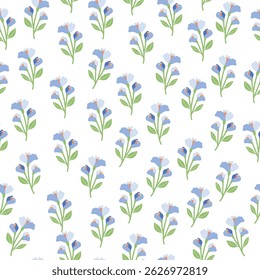 coquette blue flower seamless pattern background
