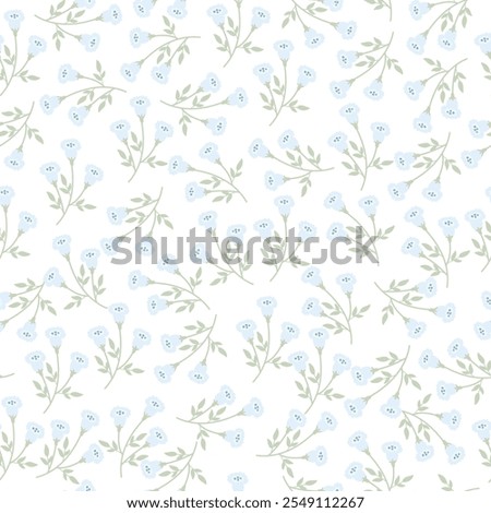 coquette blue seamless flowers pattern