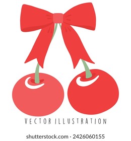 Coquette Bow with cherry vector illustration