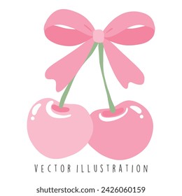 Coquette Bow with cherry vector illustration