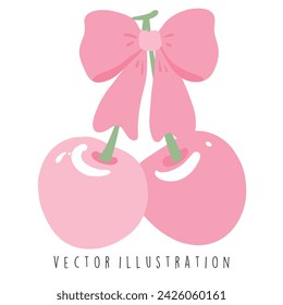 Coquette Bow with cherry vector illustration